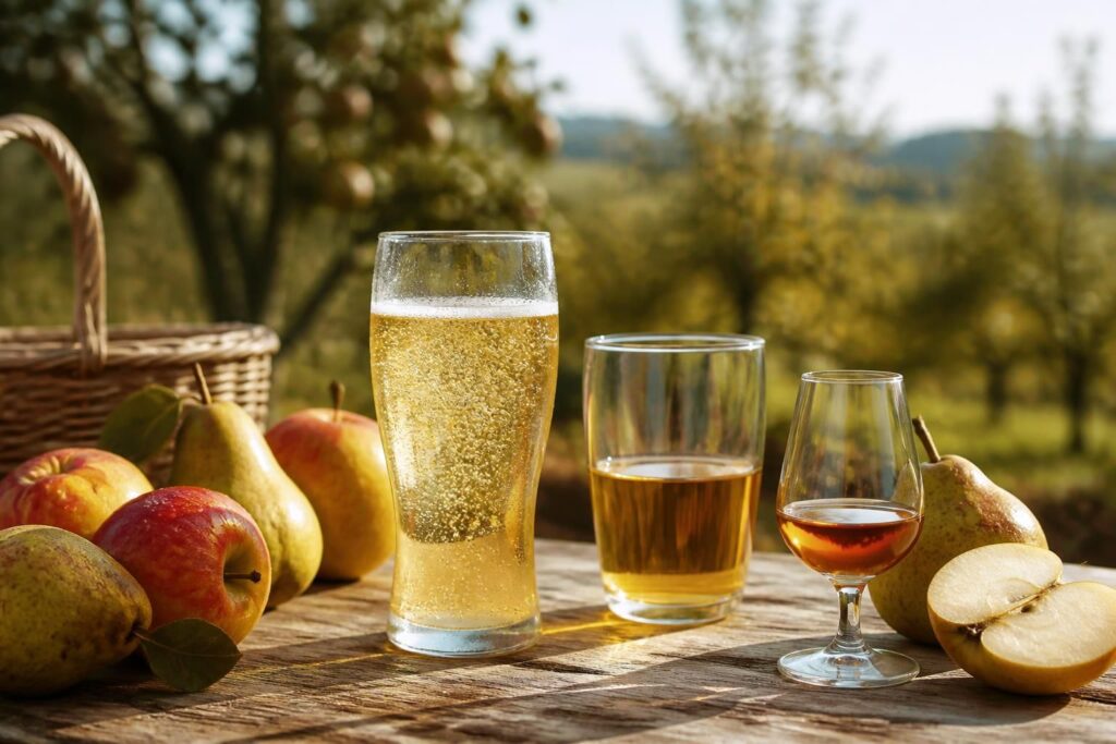 découvrez les saveurs authentiques de l'ouest avec le poiré, le cidre et le pommeau, des boissons traditionnelles parfaites pour accompagner vos moments conviviaux.