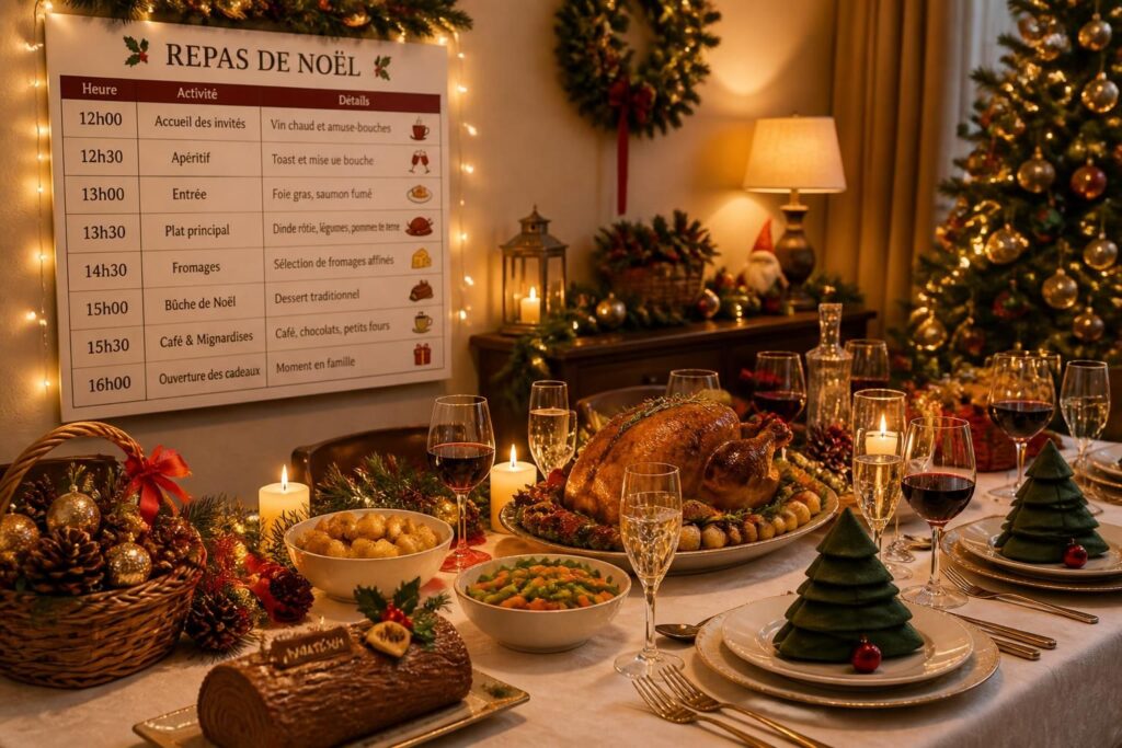 Organiser un repas de Noël : menu, timing et déco