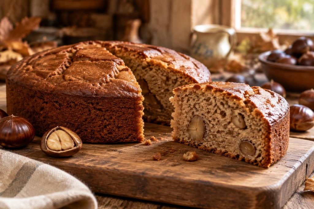 découvrez un gâteau à la farine de châtaignes, moelleux et parfumé, avec une recette rustique et savoureuse, idéale pour une pause gourmande.